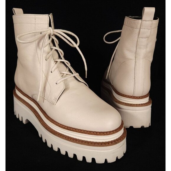 Paloma Bercelo Leather Comat Boots Size 37 US 7 Beige $370 - Picture 2 of 12